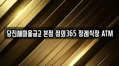 당진새마을금고 본점 점외365 장례식장 ATM